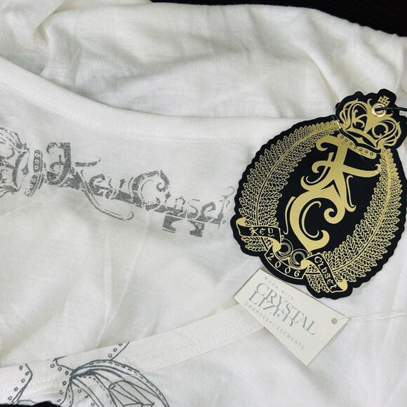 Key Closet Top Womens Medium Horse Rose Swarovski Crystal Tee Equestrian Y2K NEW - Picture 8 of 13